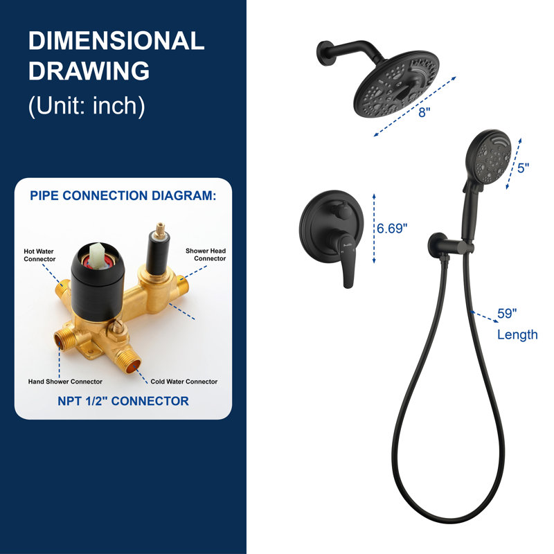 All-In-One Kit with Rough in-Valve, Black