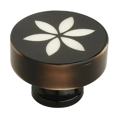 Embossed Flower 1-3/10'' Dark Brown Cabinet Knob