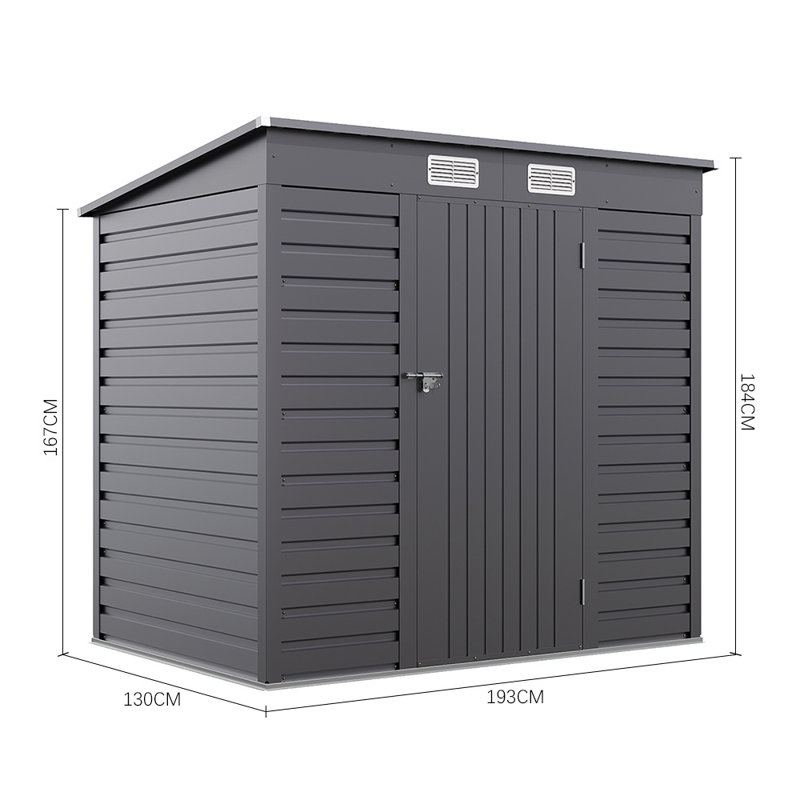 Diogenes 6 ft. W x 4 ft. D Metal Tongue & Groove Pent Garden Shed, Grey