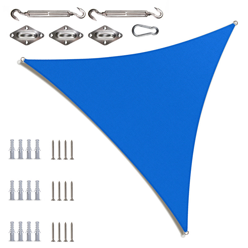 Toile d'ombrage triangulaire Colourtree avec trousse de quincaillerie d'installation, Bleu, 20 pi x 20 pi x 28,3 pi