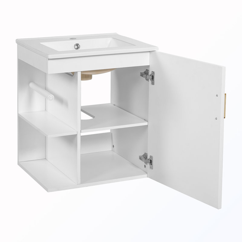 Wall Mounted Bathroom Cabinet With Side Cabinet Combo And Sink, White