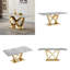 Table de salle à manger en marbre pour 6 personnes, table de salle à manger rectangulaire en faux marbre 70 po avec base en acier inoxydable à finition miroir, table de cuisine moderne en marbre de grande taille (table seulement)-492447242-492447241