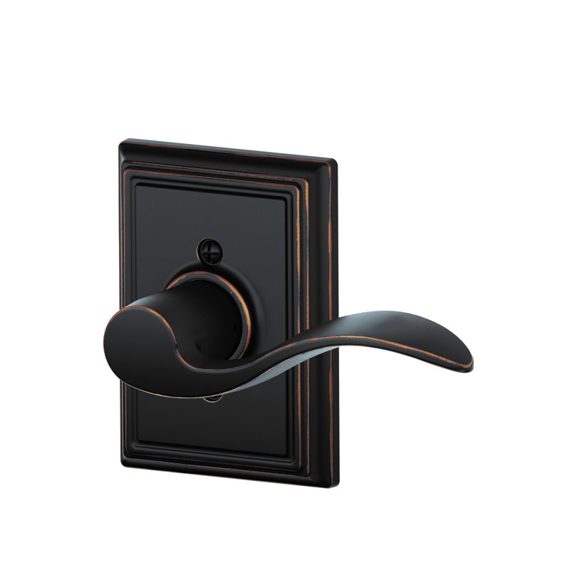 Accent Lever with Addison Trim Non-Turning Lock, Aged Bronze, Right Hand