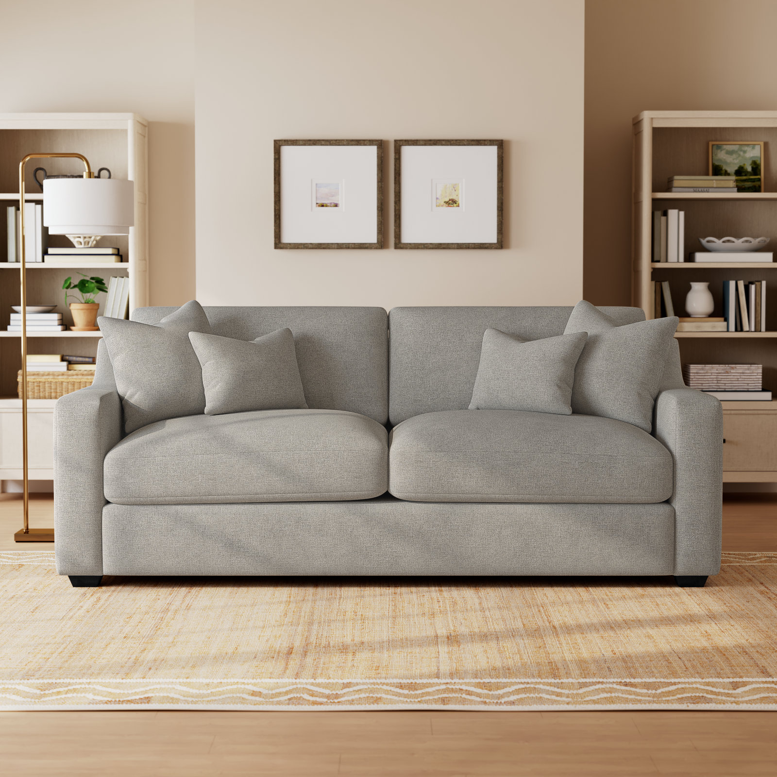 Rhodes 94.5'' Upholstered Sofa, Drusky Ivory Sustain® Basketweave