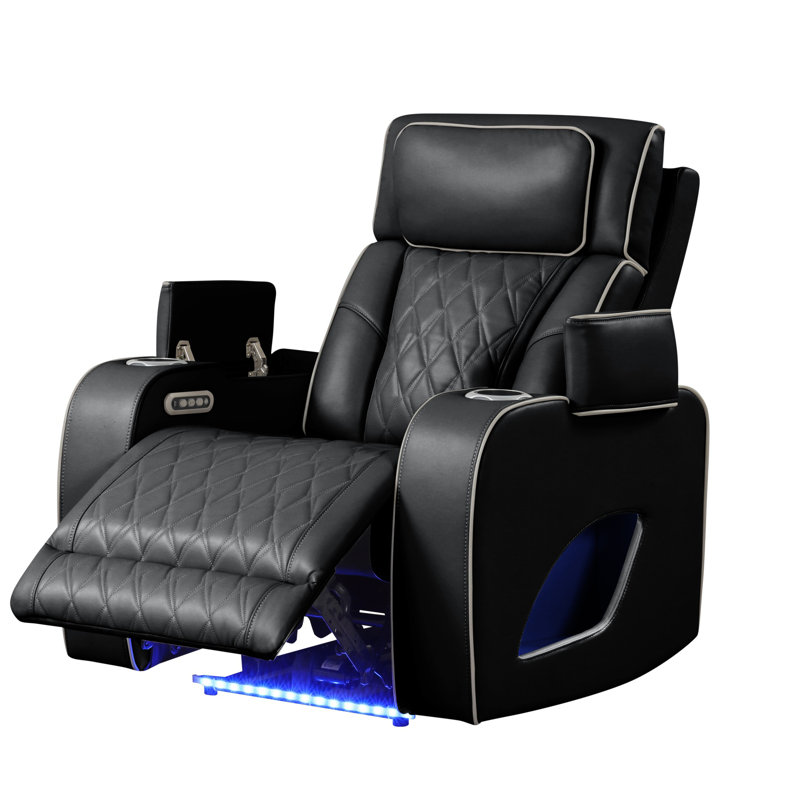 Fauteuil inclinable de style moderne Fortuner avec structure en bois et fonction de massage pour un confort ultime, Noir