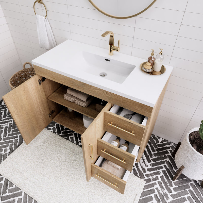 Ensemble de meuble-lavabo simple 42 po Spring, Chêne et teck