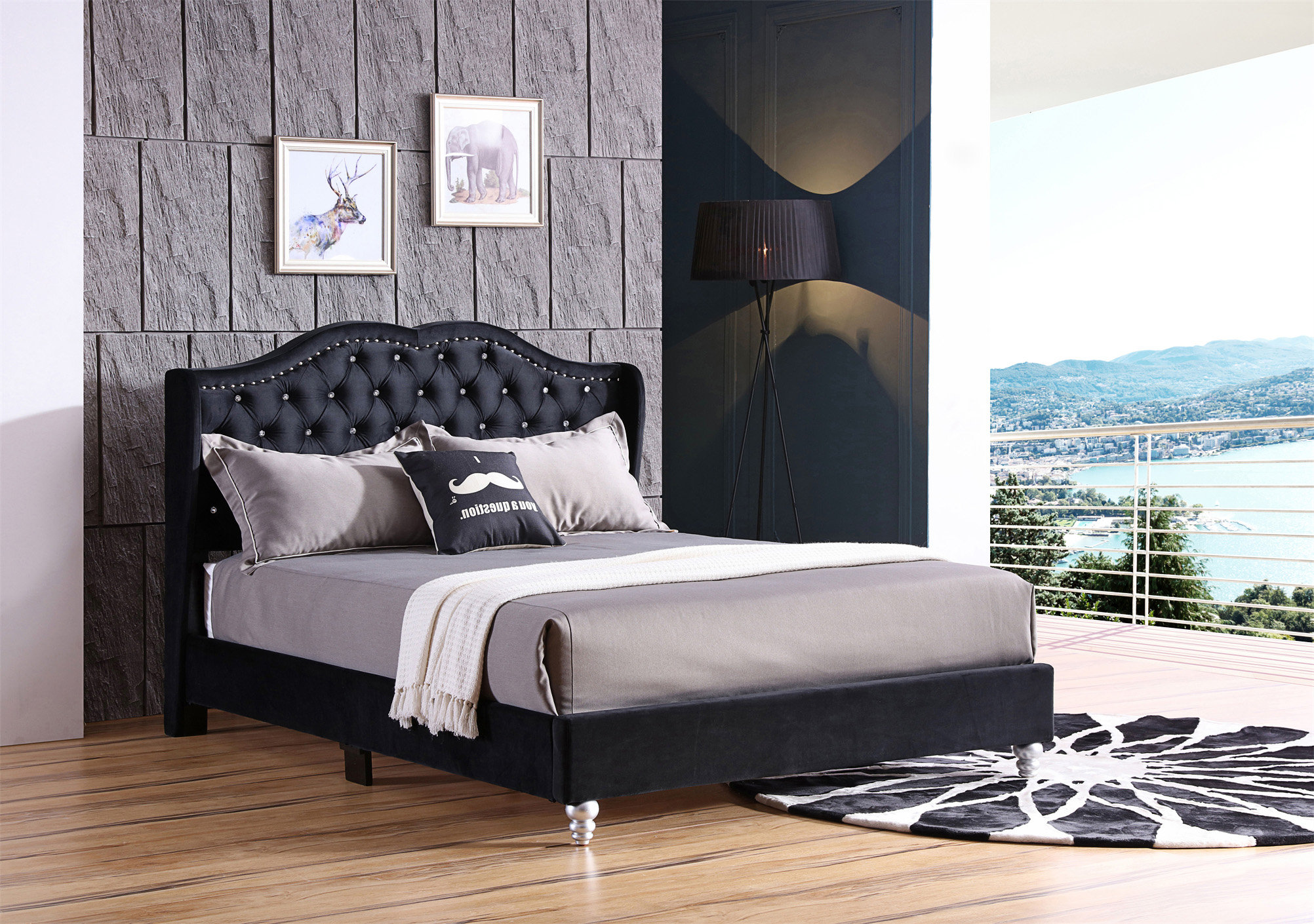 Petal Perfecto Elegant Transitional Black Upholstered Bed | Wayfair