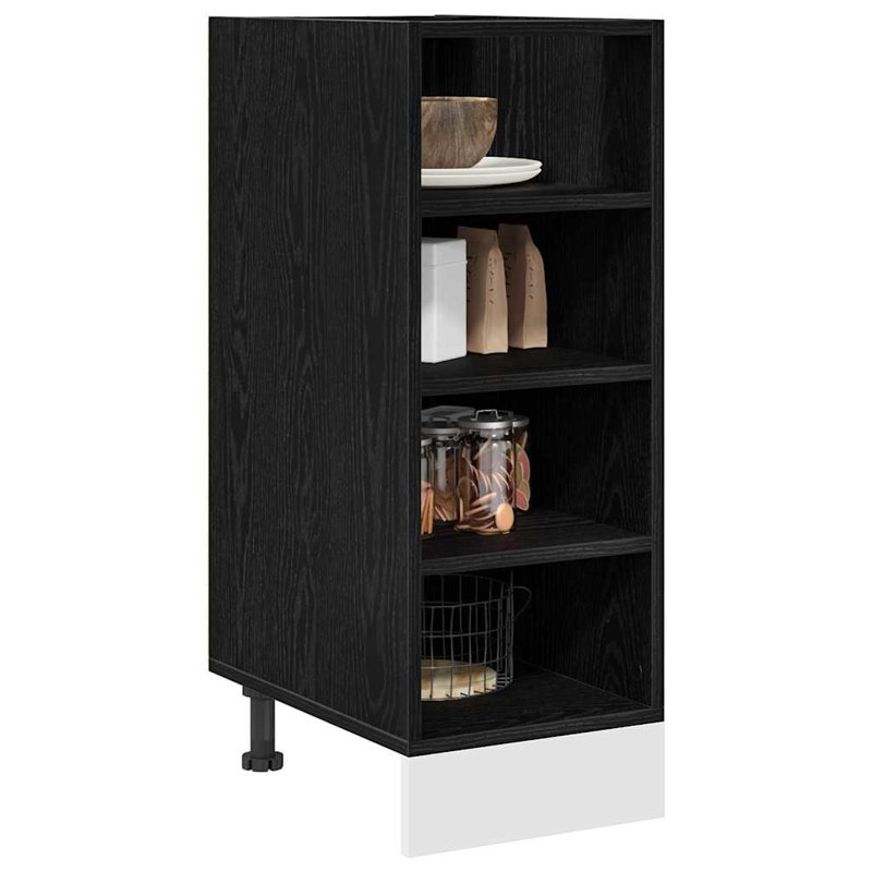 Vidaxl Kitchen Base Cabinet Riga Black Oak 20 X 44.5 X 81.5 Cm, 81.5cm H x 30cm W x 44.5cm D