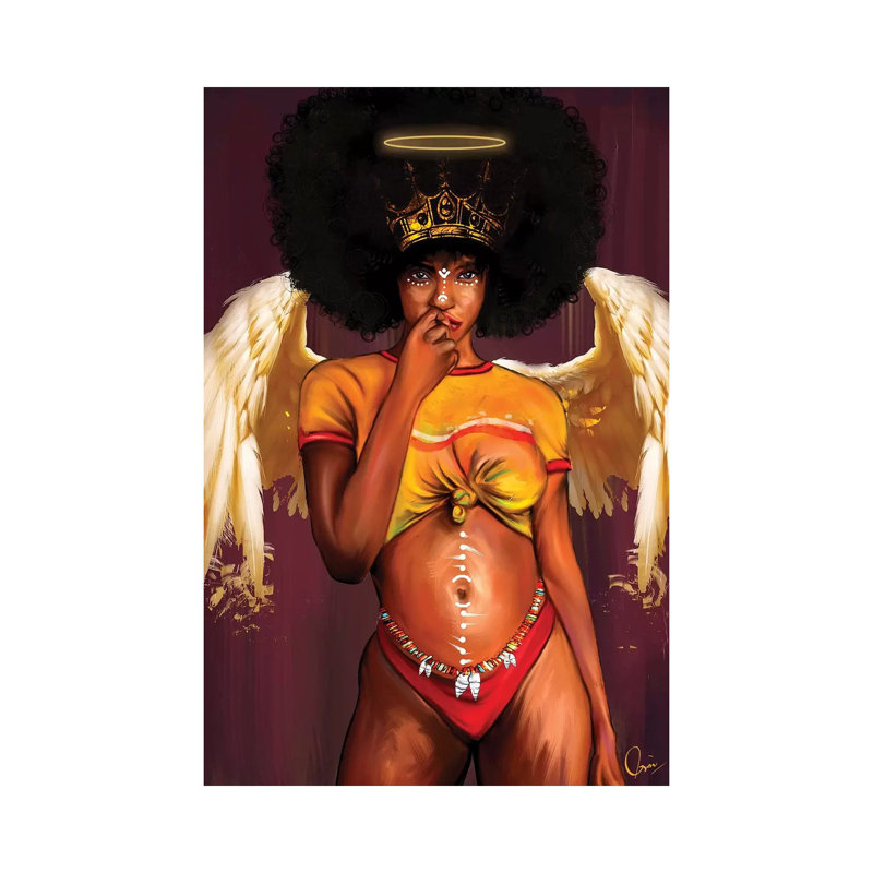 Melanin Angel by Crixtover Edwin - Print on Canvas, Wrapped Canvas, 30.48 cm H x 45.72 cm W