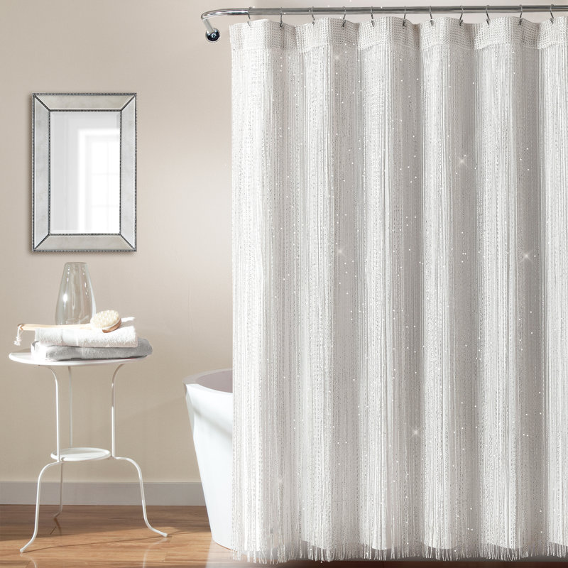 Lush Decor Night Sky String Thread Shower Curtain with Liner Included 2 Piece Set