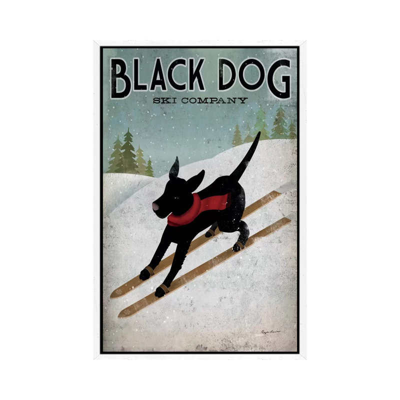 Black Dog Ski Co. I by Ryan Fowler - Print on Canvas, 152.5 cm H x 101.5 cm W, White Floater Framed