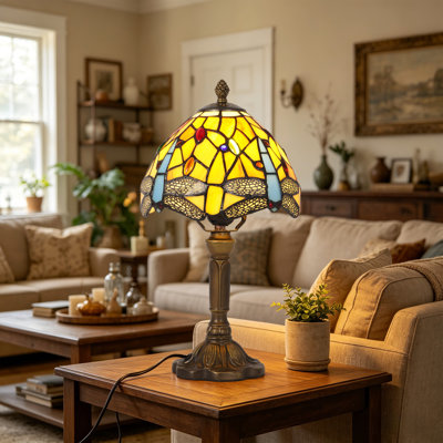 Lampe de table libellule 14 "de style Tiffany (ampoule incluse)