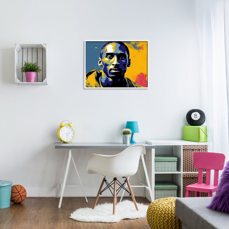 ba-984 - Peinture abstraite encadrée Pop Kobe par Birch & Ink, reproduction d'art sur toile, H 24 po x l 30 po