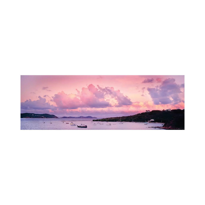 Boats In The Sea, Coral Bay, Saint John, U.S. Virgin Islands - Wrapped Canvas Panoramic Print