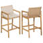 Tabouret de bar d'extérieur en bois, bois fini teck avec coussin beige, ensemble de 2