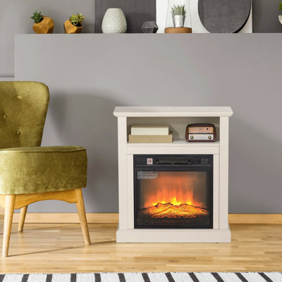 Foyer électrique 27 po avec cadre de cheminée, foyer encastrable remplaçable 1400W avec bûche réaliste et effet de flamme, télécommande, foyer autoportant pour le salon