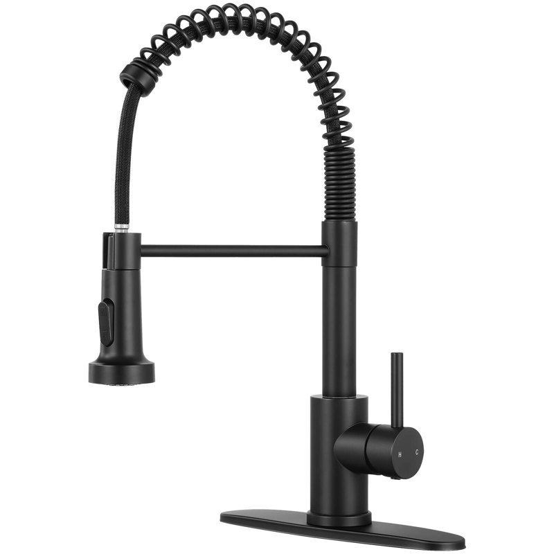 Single handle kitchen faucet with two pull-down water outlet modes, Matte Black
