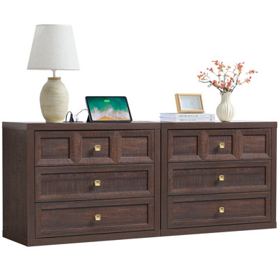 30.7'' Nightstand For Bedroom With 3 Drawers, Mid Century Modern Wooden Closet Storage Organizer