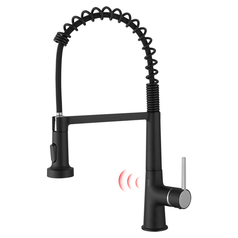 Robinet de cuisine sans contact, mains libres, Noir