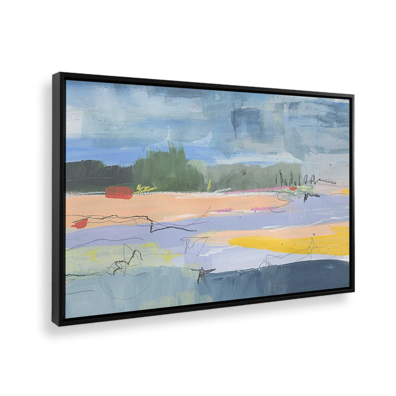 «Evening Radiance On Canvas» par Jan Weiss, reproduction, H 14 po x l 20 po x P 1,75 po, Cadre flottant noir satiné