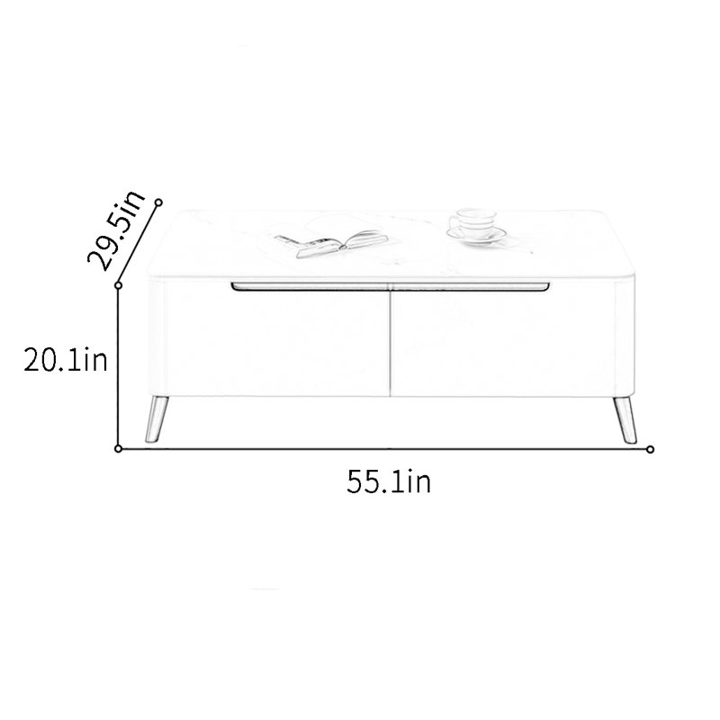 Table basse moderne simple, H 20,1 po x L 55,1 po x l 29,5 po