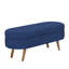 Banc de rangement ovale avec couvercle bleu, 43,5 po x 16 po x 16 po, pieds en bois d'hévéa, tabouret de pieds ou siège, fonction, assemblage rapide, décoration en tissu plissé, douceur et choix, fonctionnalité, installation facile et rapide,
