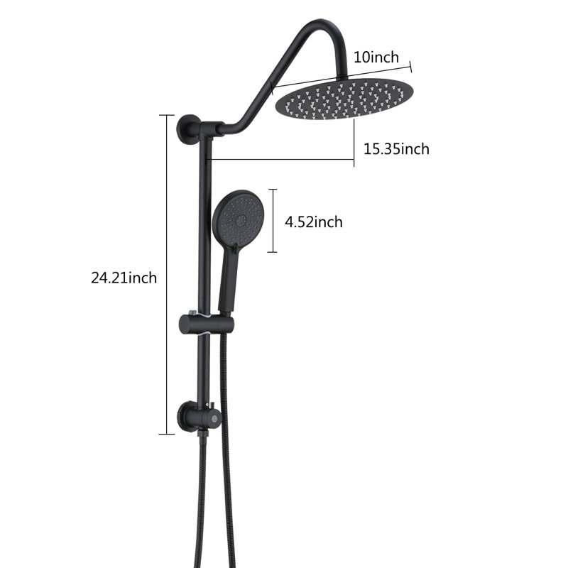 Rain Dual Shower Head 1.8 GPM GPM with Aerating, Matte Black
