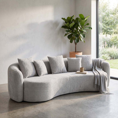 Oversized Curved Sofa with Accent Pillows
