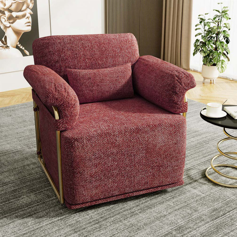 Fauteuil demi-tonneau rembourré et pivotant, Rouge