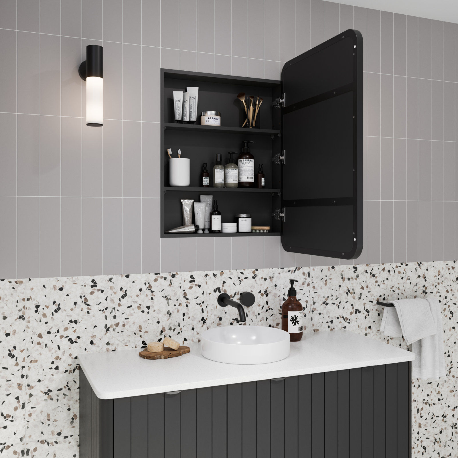 Calla Stainless Medicine Cabinet, Black