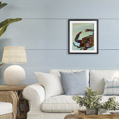 Collage détaillé crabe imprimé sous verre, conception par Lisa Morales
