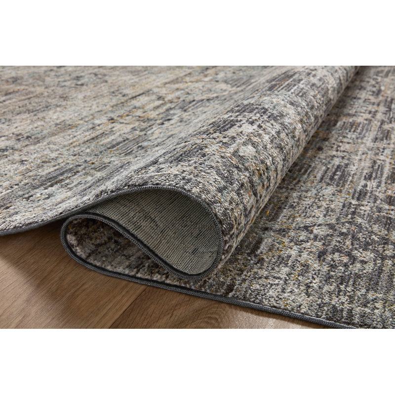 Gray Round Synthetic Area Rug 5'-3"