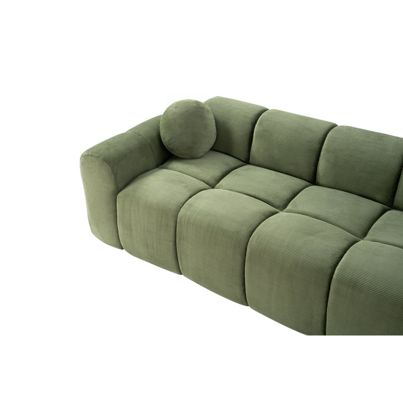 Canapé 98,4 po à 3 places en compression Corduroy, causeuse entièrement sous vide avec 2 coussins ronds, aucun assemblage requis, rebond rapide de 72 heures pour le salon et l’appartement