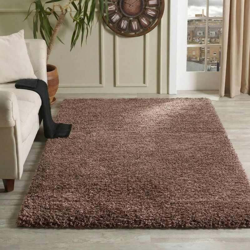 Esterly Shaggy Brown Rug, Rectangle 120 x 170cm