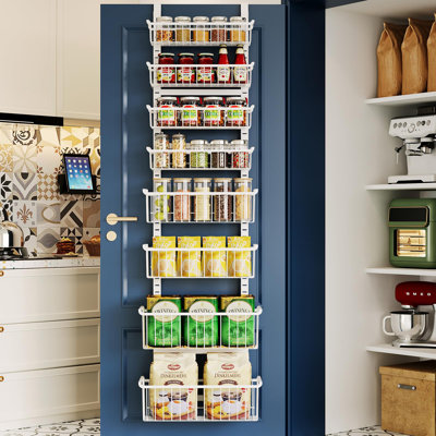 8-Tier Over The Door Pantry Organizer, Pantry Organization And Storage, Deep Baskets Hanging Heavy-Duty Metal, Spice Rack Seasoning Shelves