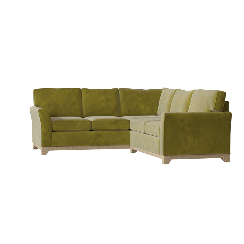 Canapé modulaire en coton de 108 po de largeur Bevins, Accoudoir à droite (vu de face), Velours avocat, Acajou