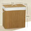 HOMCOM 144L Laundry Basket with Lid, Washing Basket for Bathroom, Brown