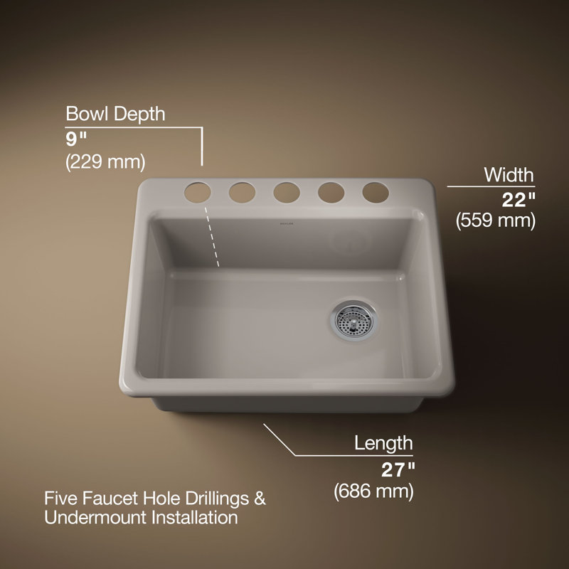 Riverby® 27"L x 22"W Kitchen Sink, Truffle