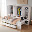 Lit de jour en bois avec bureau, armoires, tablettes ouvertes et tiroirs de rangement, lit multifonctionnel-40319213-40319214