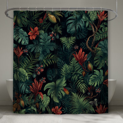 Rideaux de douche à feuilles tropicales