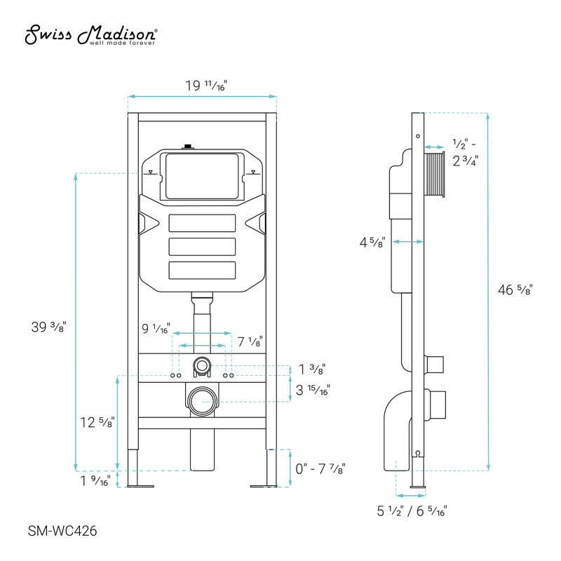  Fantome M 2x6 Concealed In-Wall Toilet Tank Carrier System