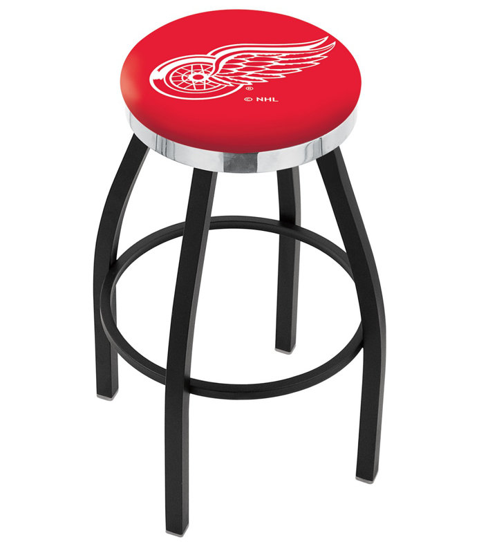 Tabouret de bar pivotant de 30 po NCAA, Chrome, Red Wings de Detroit