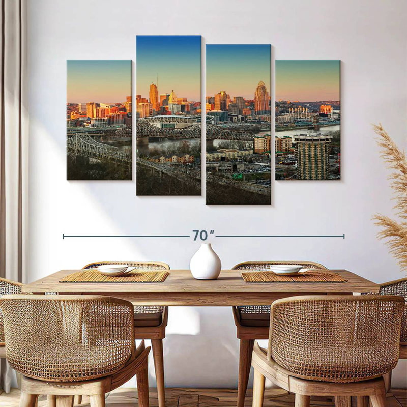 Hannes Cincinnati Sunset Skyline, 42" H x 68" W