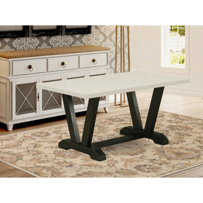 Table de salle à manger V-Style Kitchen - un plateau de table rectangulaire en bois avec des pieds élégants, noir