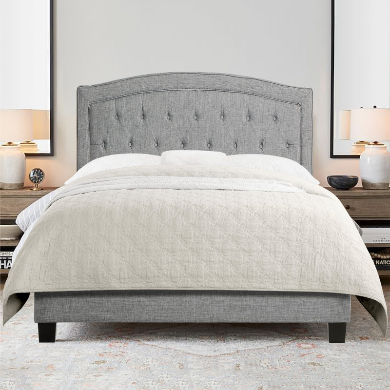 Tête de lit ajustable capitonnée beige pour la chambre à coucher, Lit double , gris