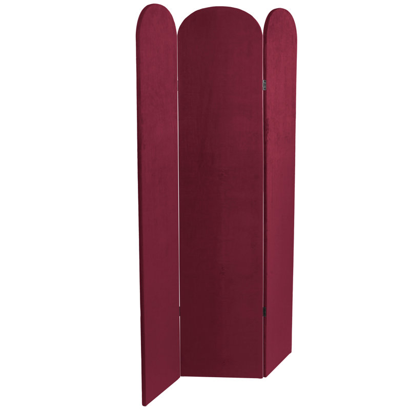 Cloison pliante en velours 3 panneaux Wayt, Bourgogne