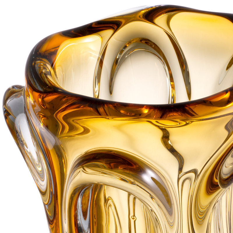 Aila 12'' Yellow Handblown Glass Decorative Table Vase