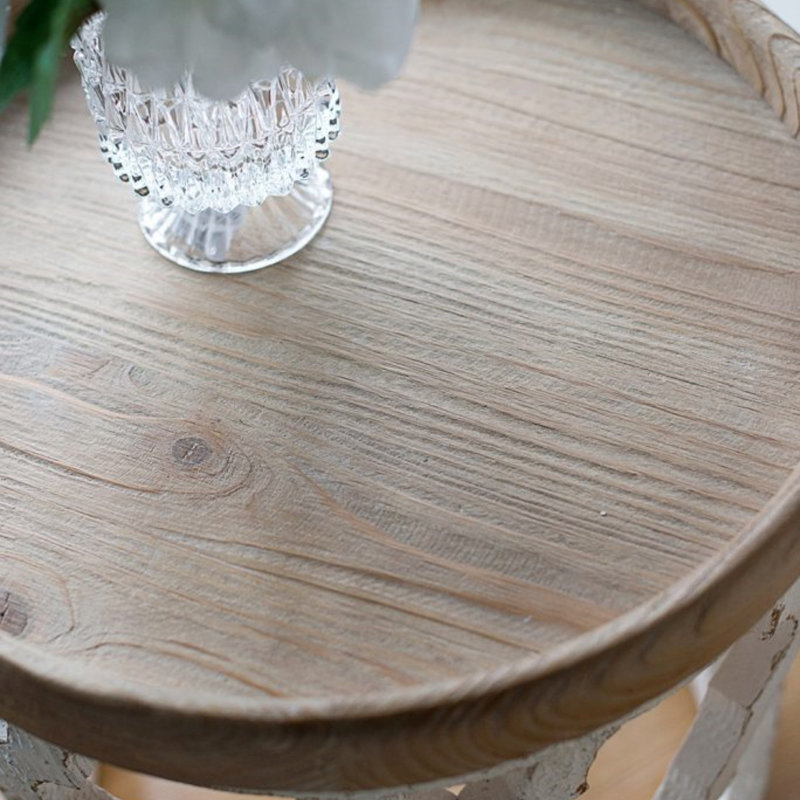 Grande table d'appoint 23 po blanche vieillie