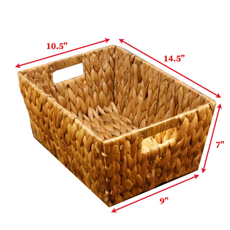 2 Pack Water Hyacinth Storage Baskets with Handles, Wicker Storage  Organizers for Shelves, Decorative Bathroom Organization (14.5 x 10.5 x 4  In)