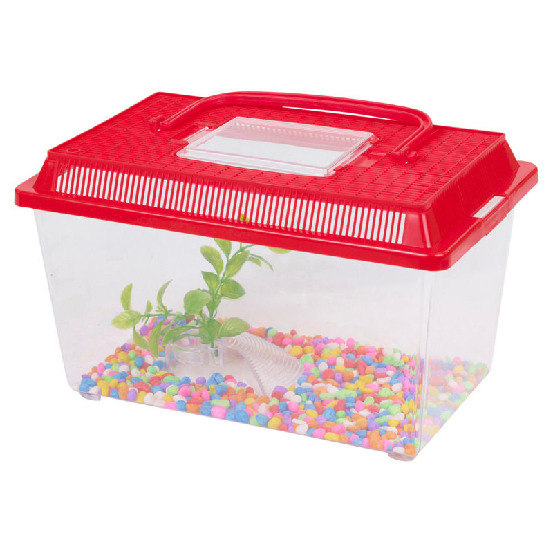Plastic Aquarium Kit, Clear/Red